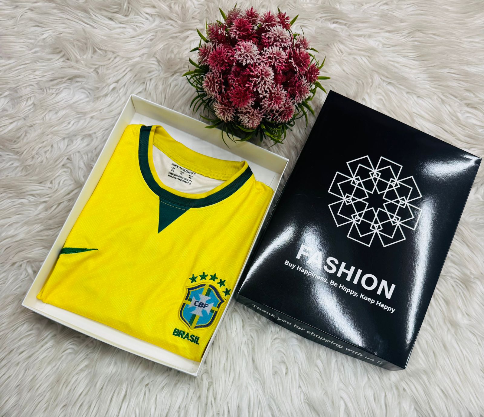 yellow Nike Brazil national team jersey features an embroidered CBF crest and green accents - Image 2