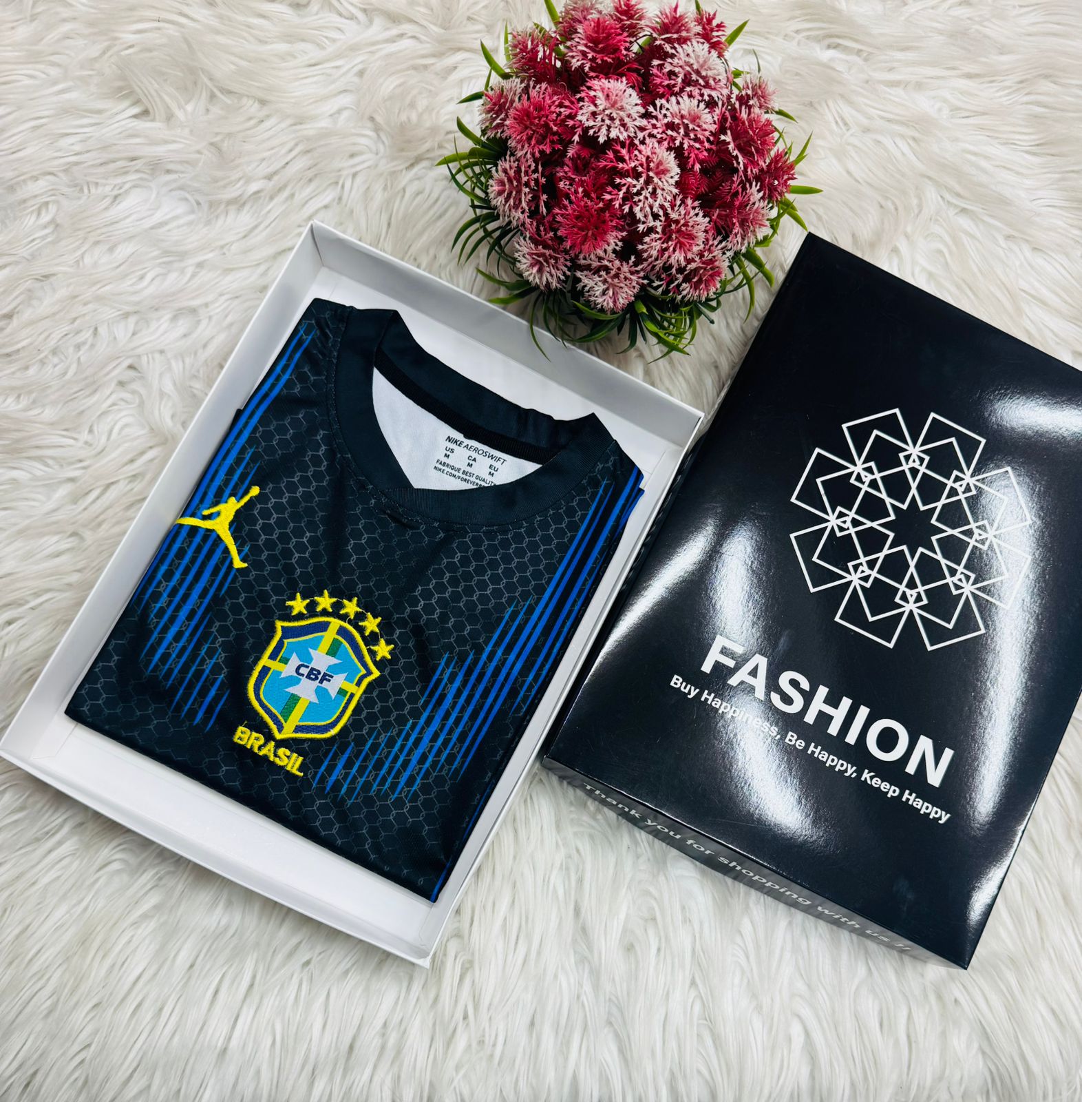 2026 World Cup Brazil jersey featuring a black and blue color scheme with fully embroidered logos and brand details - Image 2