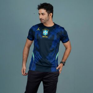 2026 World Cup Brazil jersey featuring a black and blue color scheme with fully embroidered logos and brand details